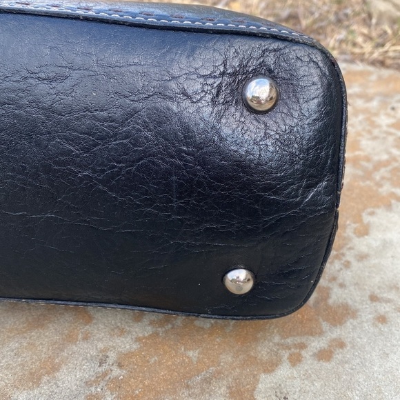 Fossil smooth black leather tote simple chic minimalist bag vintage - Picture 4 of 9